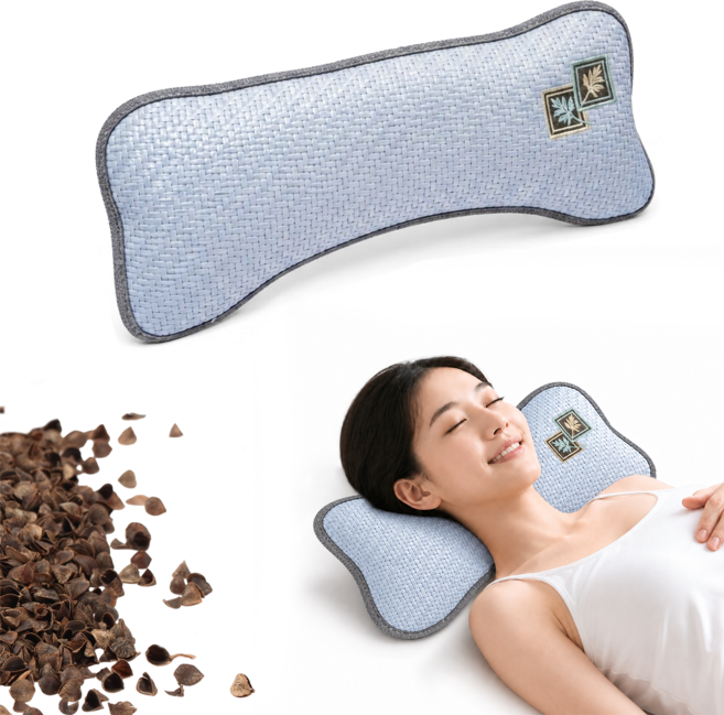 Lumiweft 메밀 경추 베개 3D 통기성 여름 쿨링 시원한 편안한 수면 베개, 1개, 파란색