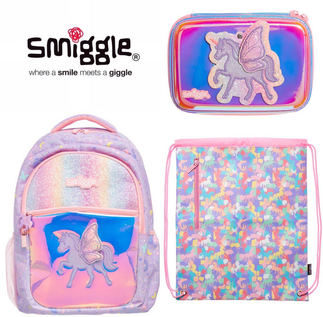 스미글/Sky 스카이 책가방+일루젼 실내화 가방+스카이 거울 하드탑 필통 3종 세트 호주정품