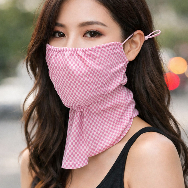 포로드 넥 벨크로 마스크 자전거 라이딩 햇빛차단 피부보호 가리개 얼굴, 핑크, 1개