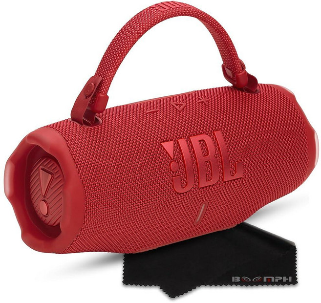 JBL Charge 6 휴대용 블루투스 스피커 IP68 방수 방진 낙하 방지 AI 사운드 부스트 내장 파워뱅크 스트랩 28H 배터리 - 레드 Boomph의 최고의 성능 천 솔루, Red