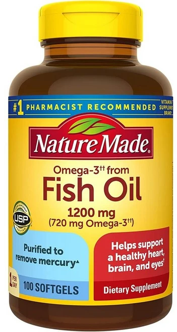 Nature Made 네이처메이드 오메가3 피쉬오일 1300mg 100정, 100 카운트(1개 팩), 81개 - 쿠팡