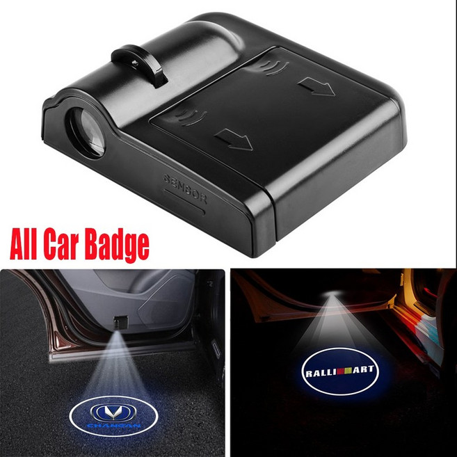 지프 체로키 랭글러 컴퍼스 패트리어트 레니게이드용 자동차 배지 HD 프로젝터 램프 도어 무선 웰컴 라이트 LED 장식 1 개