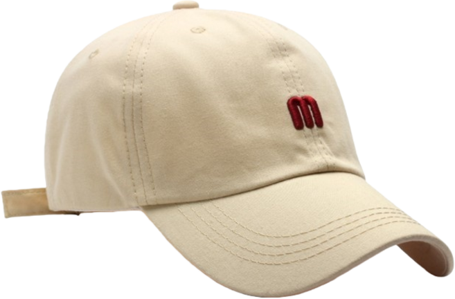 M字母刺繡棒球帽 鴨舌帽 老帽 遮陽帽, 米色, 1個