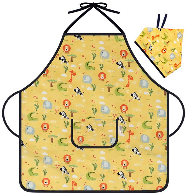 더해피 목끈형 아동 앞치마+두건 모음