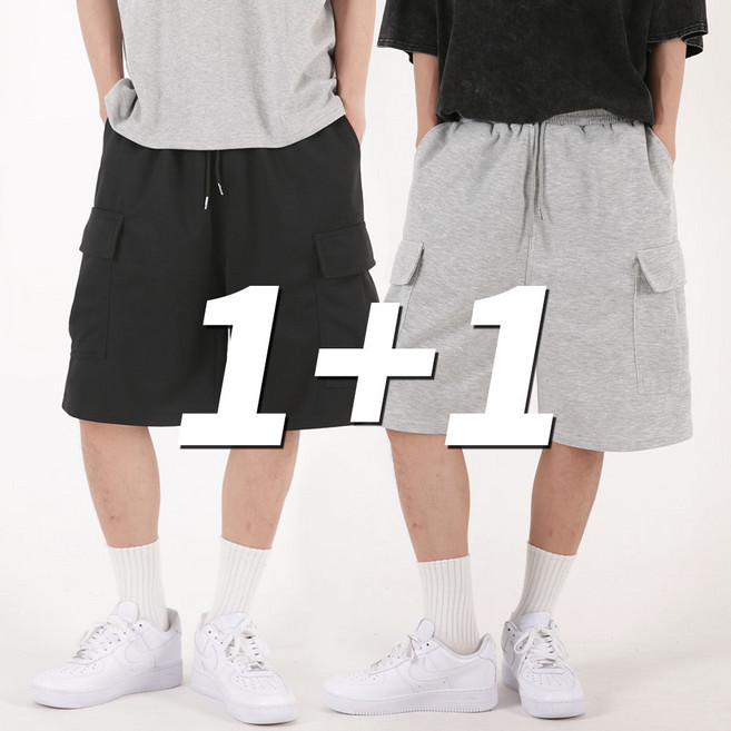 [오버나인] 1+1 남자 빅카고 버뮤다 트레이닝 팬츠