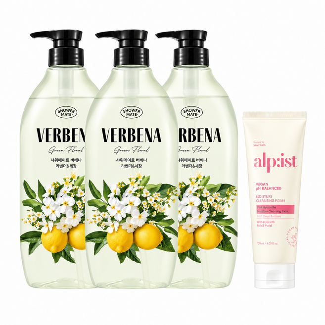 샤워메이트 플라워부케 레몬버베나 + 알피스트 클렌징폼 180ml[증정], 3개, 900ml