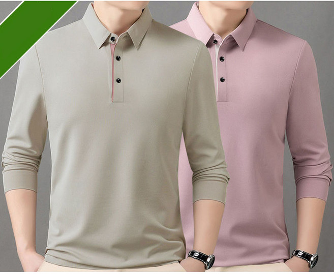 봄 가을 1+1 중년 남성 폴로 긴팔티 캐주얼 터틀넥 상의 중장년 아빠옷 루즈핏 오피스룩 폴로넥 티셔츠 CY