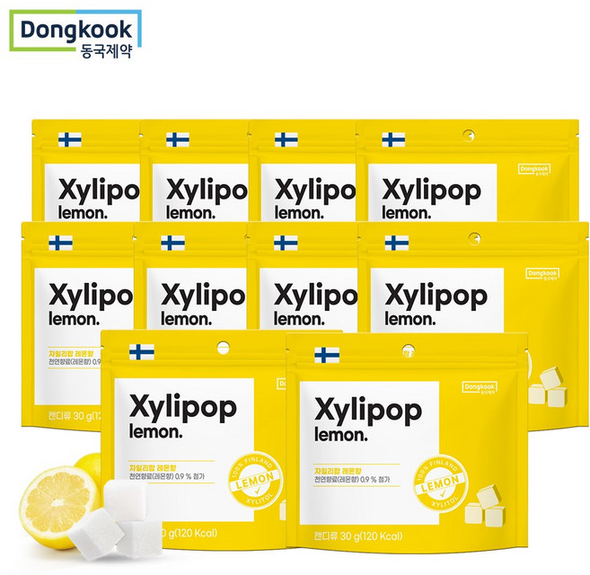 동국제약 핀란드산 자일리톨 캔디 자일리팝 레몬맛, 10개, 30g