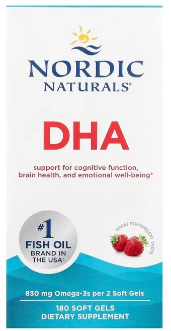 DHA 소프트젤 180정 딸기맛 오메가3 830mg 두뇌건강 노르딕, 1개 - 쿠팡