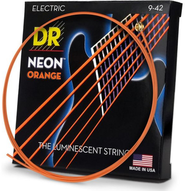 DR 스트링 HI-DEF 네온 일렉트릭 기타 NOE-9, NOE-9 Orange Coated 9-42