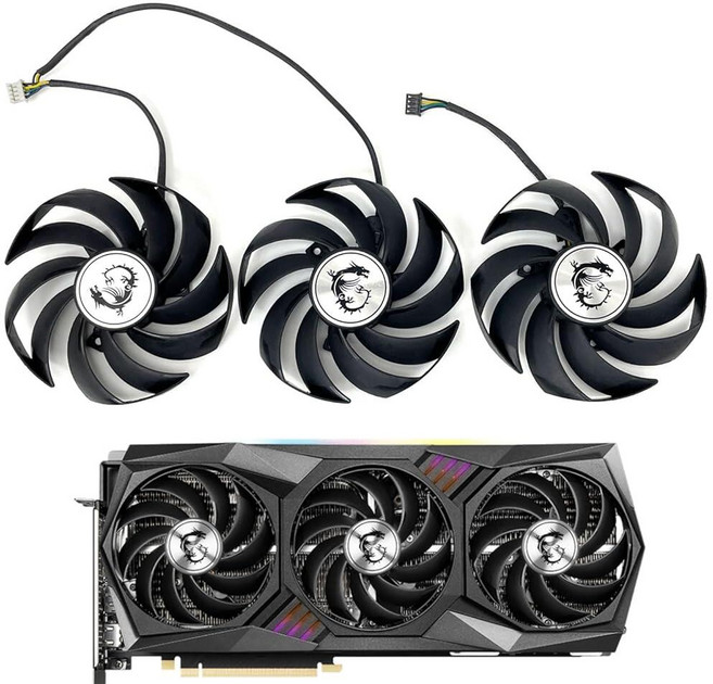 PLD09210B12HH RX 6800XT 게이밍 X 트리오 팬 MSI RTX 3060 3060 Ti RTX 3070 3080 3090 Ti 게이밍 X 트리오 그래픽 카드 쿨링