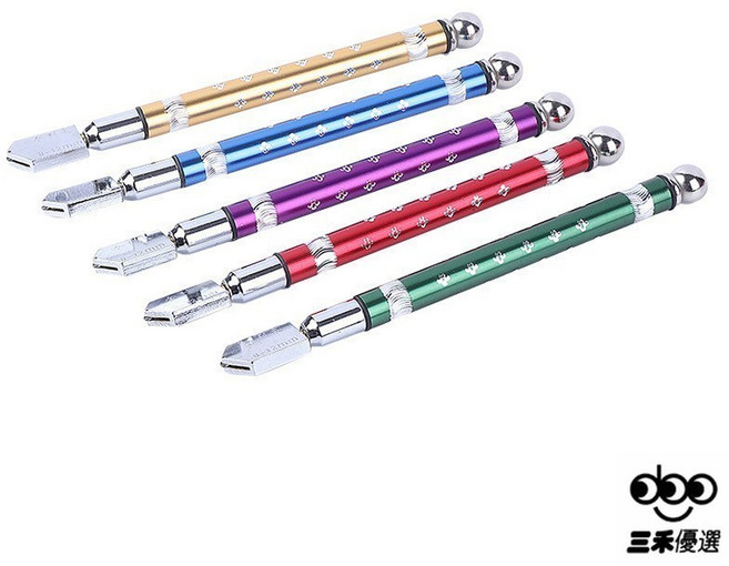 三禾優選 筆式玻璃切割刀 玻璃刀 金剛石切刀 防腐蝕, 1個, 筆式玻璃磁磚切割刀 顏色隨機