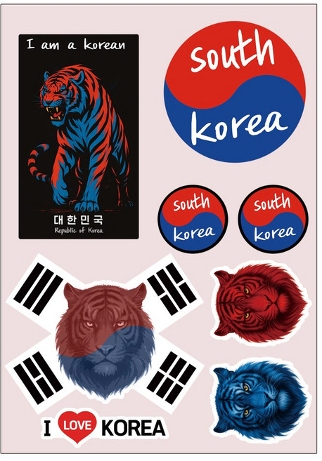 레보샵 대한민국 태극기스티커 캐리어 노트북꾸미기 리무버블 PVC방수, 유광 D타입, 1개