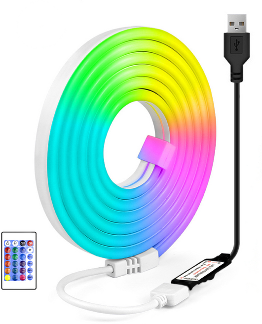 원그리드 RGB 네온플렉스 USB LED 스트립 5m 잘라쓰는 줄조명, 1개