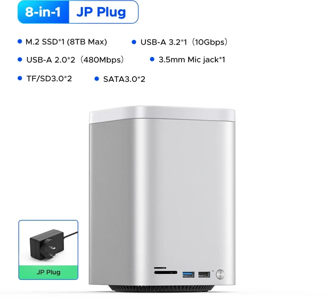 ORICO 타워 맥 M4 도크 M.2 SSD 3.5 인치 하드 드라이브 인클로저 C 타입 도킹 스테이션 데스크탑 스지 시, 01 JP Plug