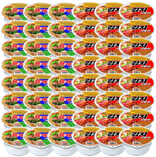 농심 육개장사발면24컵+김치사발면24컵 컵라면, 48개