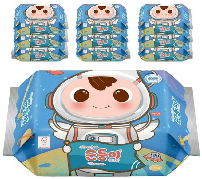 아기물티슈 시그니처 오블랑 100매 10팩 캡형, 10개