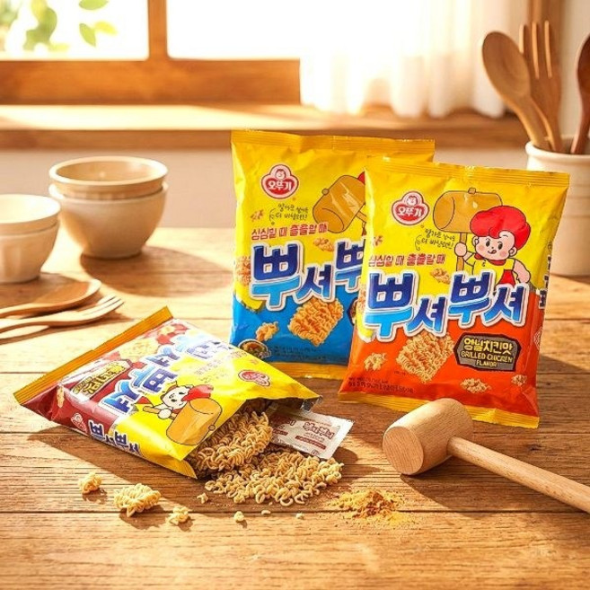 오뚜기 뿌셔뿌셔 양념치킨맛 90g 바베큐맛 90g 불고기맛 90g 인기스낵, 8세트, 270g
