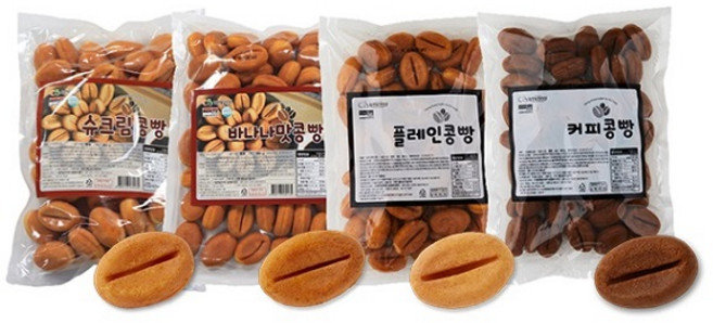 알앤알 커피콩빵 4가지 맛 450g 혼합 각 2 봉씩+ 컵세트 50, 8개