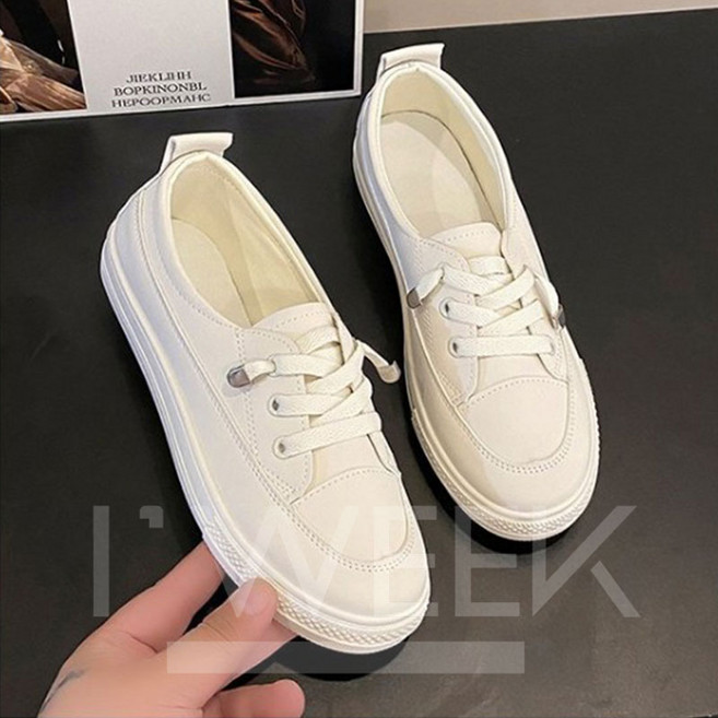 여성 봄 여름 스니커즈 말랑한 밑창 임산부 학생용 가벼운 밴딩 가죽 슬립온