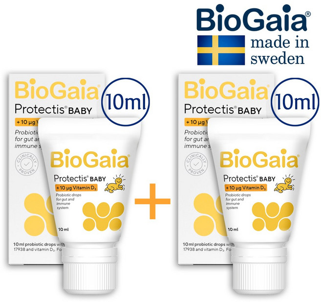 2개 묵음 바이오가이아 프로텍티스 프로바이오틱 드롭스 비타민 D 튜브 10ml X 2