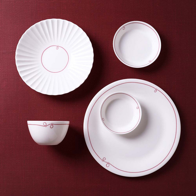 한국도자기 프리즐 핑크 홈세트 낱개 그릇 접시 공기, 10접시