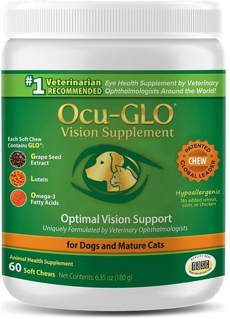 오큐글로 소형견 강아지 고양이 오메가3 루테인 츄 60정, 강아지/고양이 성장, 1개