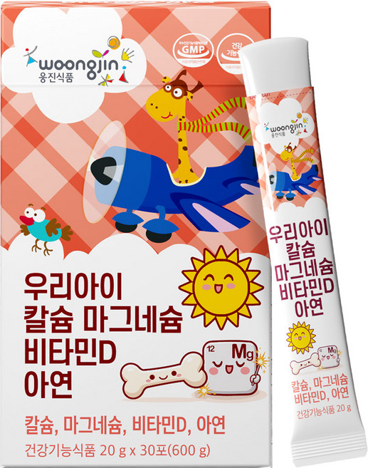 웅진 우리아이 쑥쑥 칼마디 아연 칼슘 마그네슘 비타민D 키즈 어린이 청소년, 1박스, 600g
