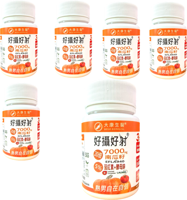 大康生醫 南瓜籽茄紅素酵母鋅膠囊, 6個, 30顆