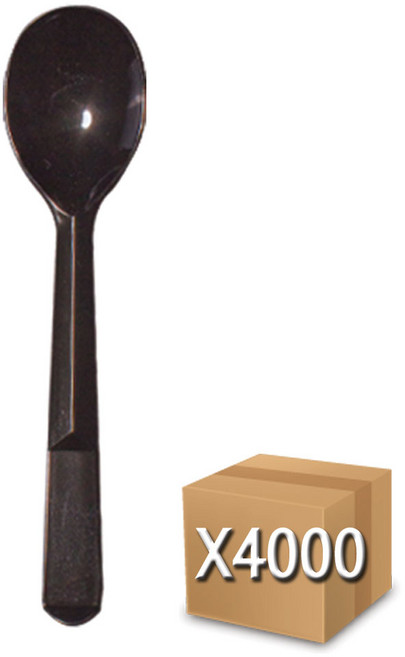 코디마트 일회용 플라스틱 숟가락 아이스크림 스푼 12cm 검정 벌크포장 4000개, 1개, 4000개입