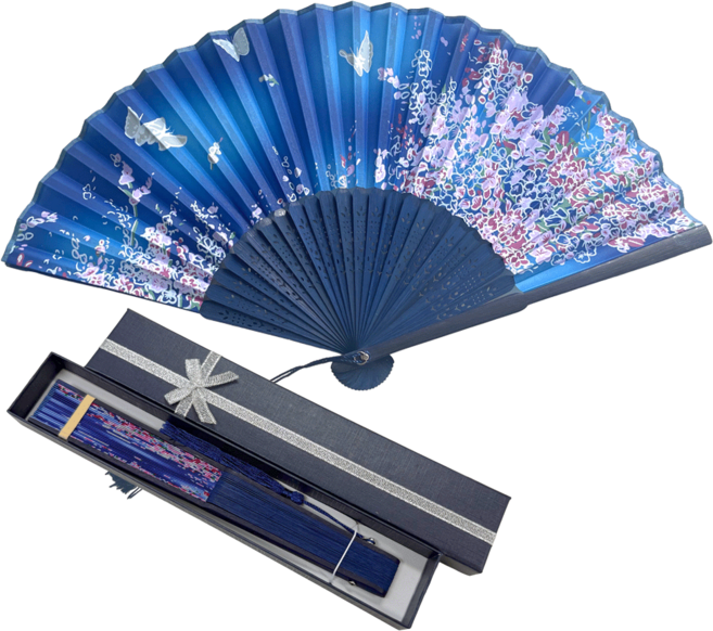 클로비 부채 외국인선물 전통 고급 실크 대나무 접이식 부채 한국 기념품 korean souvenir, 4.블루플라워, 1개