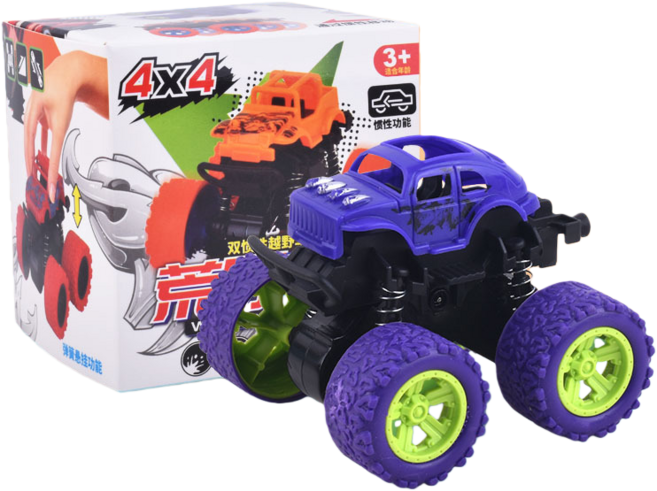 四驅雙向慣性越野車 耐撞耐摔 迴力車 玩具車 模型車 特技車, 紫色, 1個