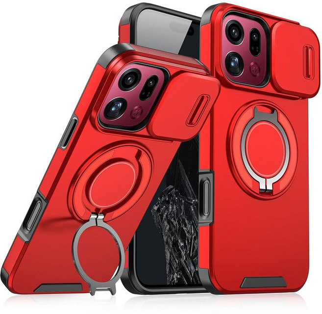 Wousunly Oppo Find X9 Pro 케이스와 호환 가능 마그네틱 카메라 슬라이드 커버 블랙 Find X9 Pro용 폰 케이스 충격 방지 및 조절 가능한 킥스탠드