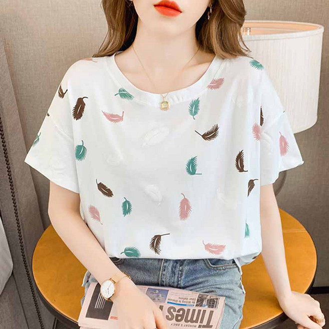 순면 반팔 티여 여름 루즈핏 시크 탑 트렌치 nvduanxiu