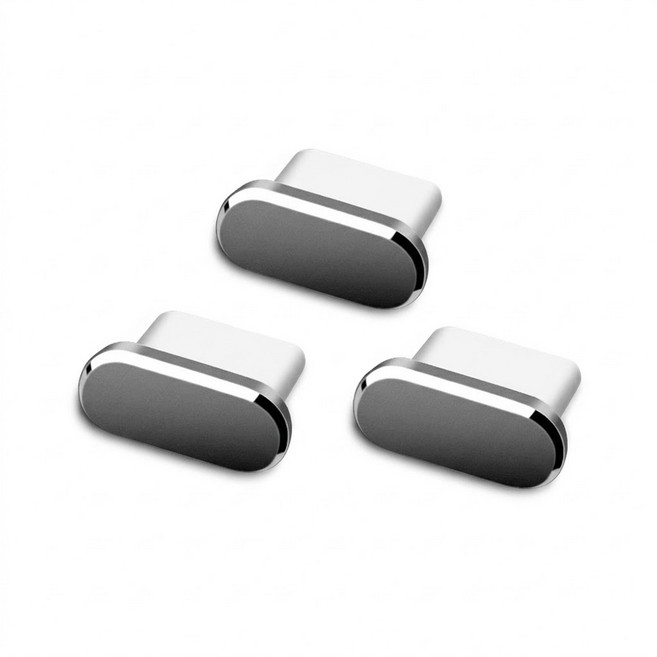 티놀지 휴대폰 메탈 C타입 충전단자 보호캡 먼지마개, 3개, 그레이