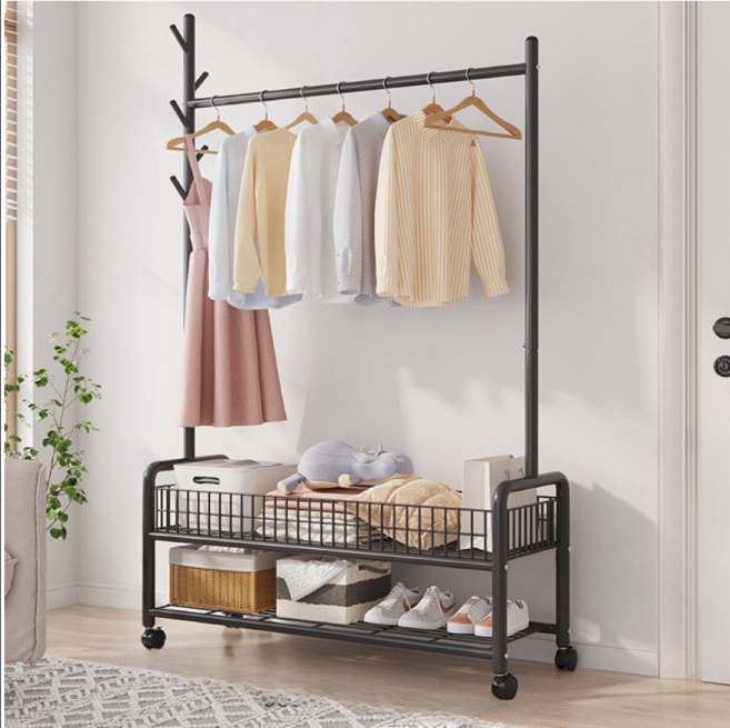 하이피러브 다용도 튼튼한 옷걸이 행거, 블랙2단