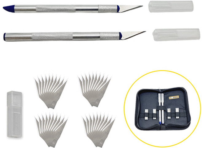 공구라면 ( 09RM ) 다용도 아트나이프 2개 + 리필 40개 디자인커터칼 전문가 커터칼 커팅 공예, 1세트