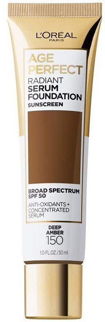 로레알 파리 에이지 퍼펙트 래디언트 세럼 파운데이션 SPF 50 누드 베이지 1oz 293788, 150 딥 앰버