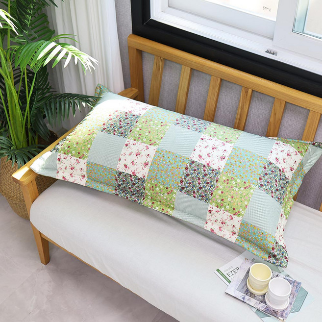 쇼파 침대 대형 등받이쿠션 등쿠션 솜포함 30종, 눈꽃패치(솜포함), 그린