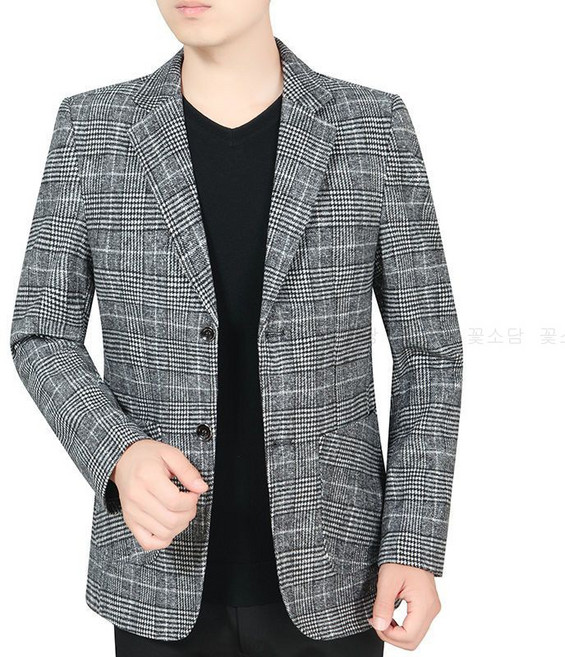 꽃소담 중년남성 체크 정장 자켓 봄가을 간절기 아빠 블레이저 마이 콥비자켓 A-L26A29