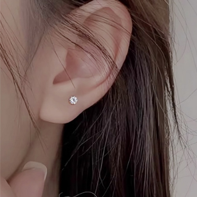 1+1 순은 3mm 큐빅 귀걸이 민감성 알러지방지 데일리 기본 귀걸이