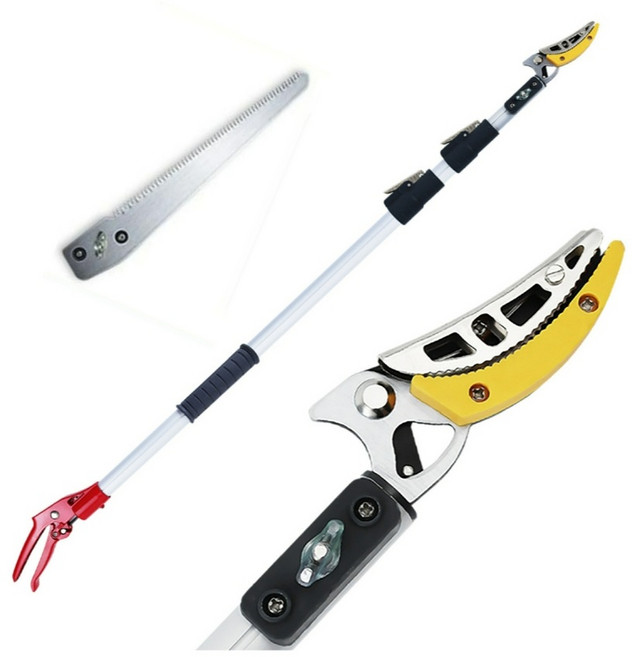 5M 고지가위 가지치기 장대톱 장대 열매 감따기 원예 고지톱 3단 접이식, 1미터 고정식 고지가위, 1개