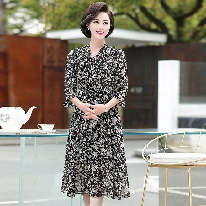 SAMARA 엄마옷 여름원피스 쉬폰원피스 40대 50대 60대 롱원피스 A5 61