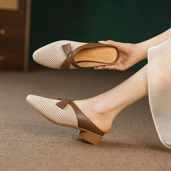 여성 뮬 슬리퍼 뾰족코 미들힐 통근 로퍼 블로퍼 편안한 쿠션 소프트솔 캐주얼 오피스 슈즈