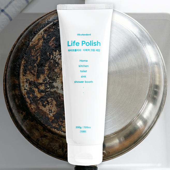 라이프스탠다드 라이프폴리쉬 스텐 연마제 찌든때 탄냄비 기름때 제거제, 200g, 1개