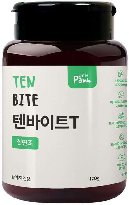 리틀포우 텐바이트 노령견 강아지 종합영양제 칠면조 120g 관절 피부 심장 유산균 오메가3, 1개