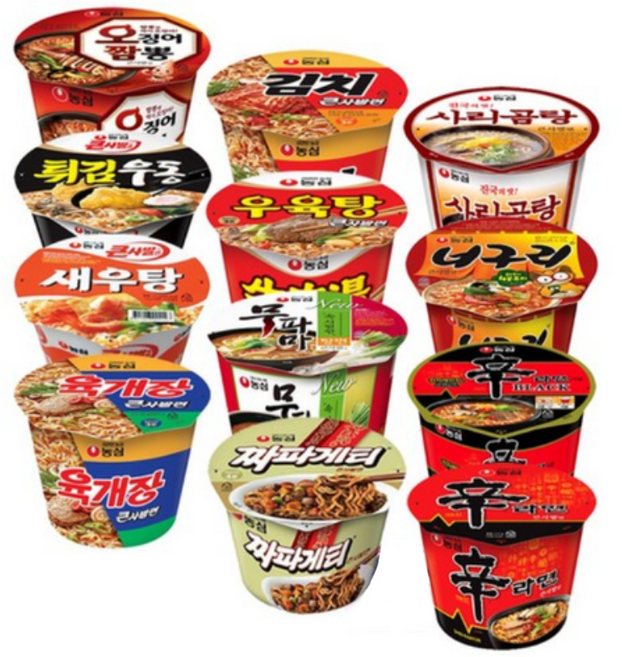 [더블비] 농심 용기컵 큰사발 컵라면 12종 (신큰+신블랙큰+너구리큰+육큰+짜파큰+무파마큰+오짬큰+새우큰+튀김큰+우육큰+김치큰+사리큰), 2세트