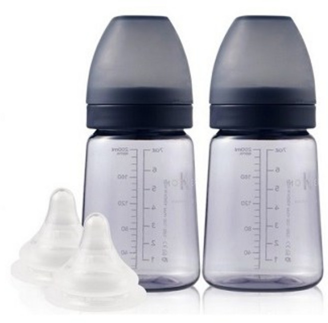 마더케이 베이직 PPSU 젖병 + 젖꼭지 1단계 트윈팩, 네이비, 180ml, 3세트