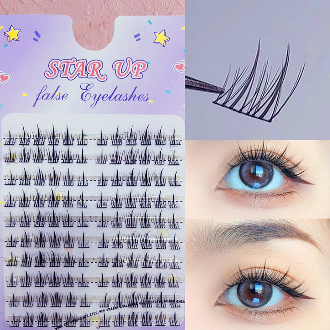 STAR UP 가닥 인조 속눈썹 M35호 자연연장 대용량 속눈썹, 1개, 블랙
