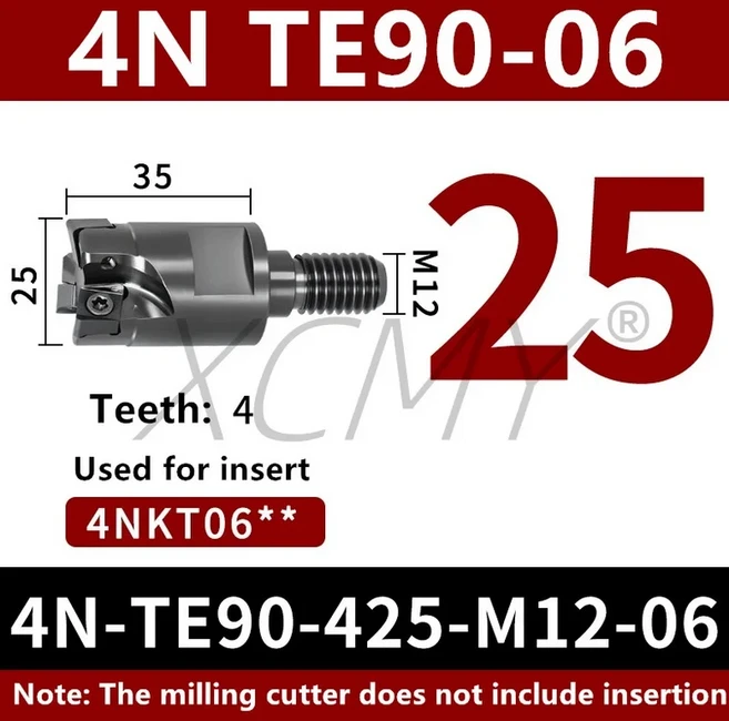 4NKT060304R용 4N TE90 TF90 러핑용 고속 피드 밀링 커터 공구 홀더 300R 시리즈 교체, 87 4N TE90-425-M12-06, 01 Do not insert